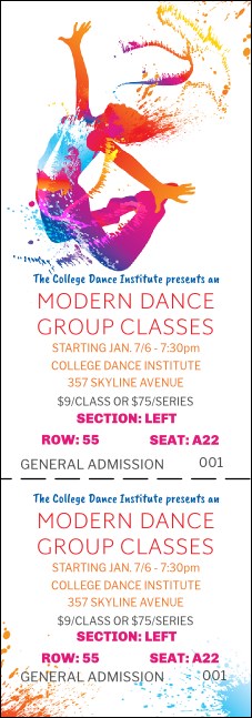 Modern Dance Reserved Event Ticket Product Front