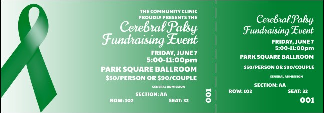 Green Ribbon Reserved Event Ticket Product Front