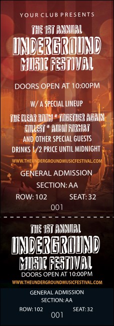 Alternative Music Reserved Event Ticket Product Front