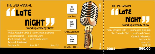 Comedy Retro Reserved Event Ticket Product Front