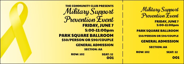 Yellow Ribbon Reserved Event Ticket Product Front