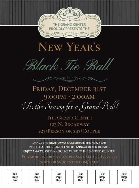 Classic Black Pinstripe Logo Flyer Product Front