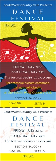 Dance Festival Reserved Event Ticket Product Front