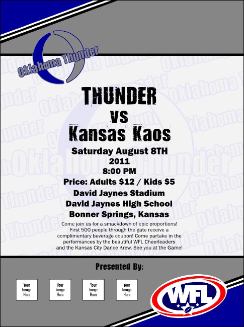 WFL Oklahoma Thunder Flyer Product Front