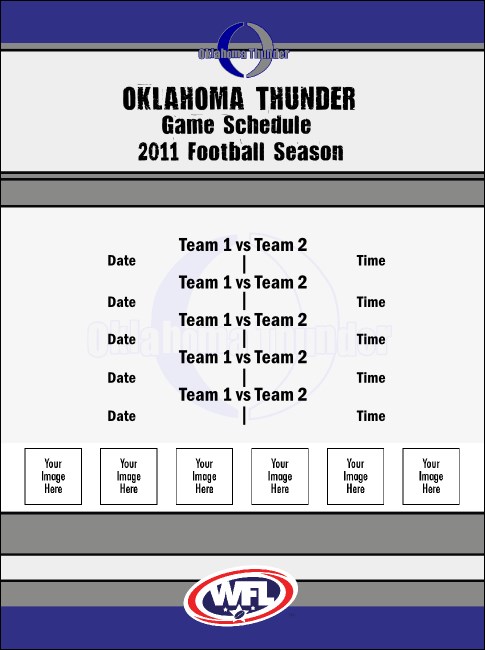 Oklahoma Thunder Game Schedule Flyer Product Front