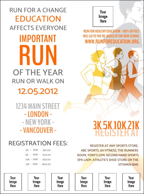 Run for a Cause Orange Logo Flyer Product Front