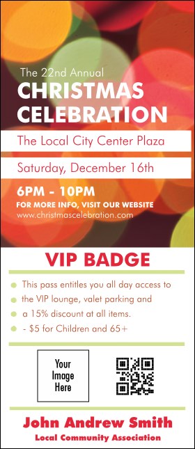Holiday Lights VIP Event Badge Large VIP Event Badge Large Product Front
