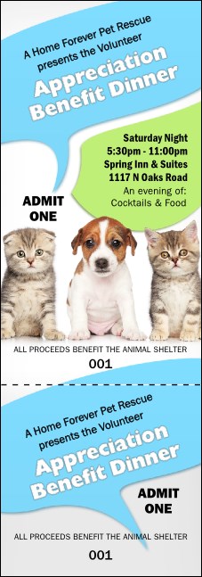 Animal Rescue Event Ticket Product Front