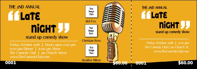 Comedy Retro Microphone Event Ticket Product Front