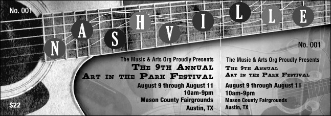 Nashville General Admission Ticket (Black and White)