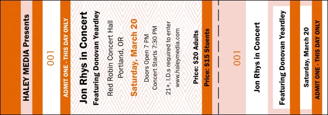Orange Two-Tone General Admission Ticket Product Front