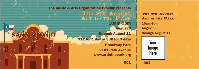 San Antonio General Admission Ticket with stub