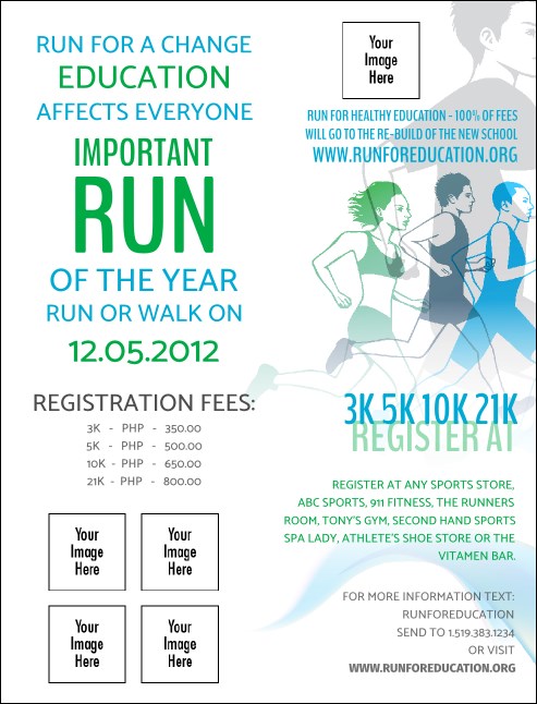 Run for a Cause Blue & Green Invitation