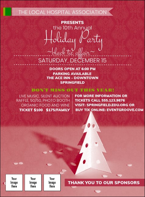 Paper Christmas Tree Red Invitation Product Front