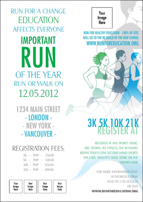 Run for a Cause Blue & Green Club Flyer
