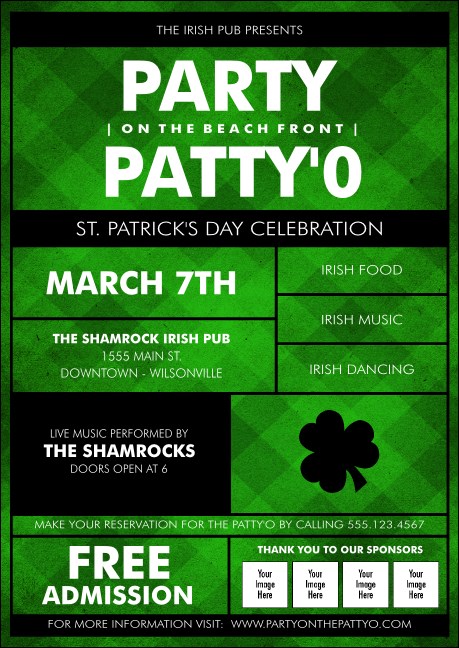St. Patrick's Day Plaid Club Flyer Product Front