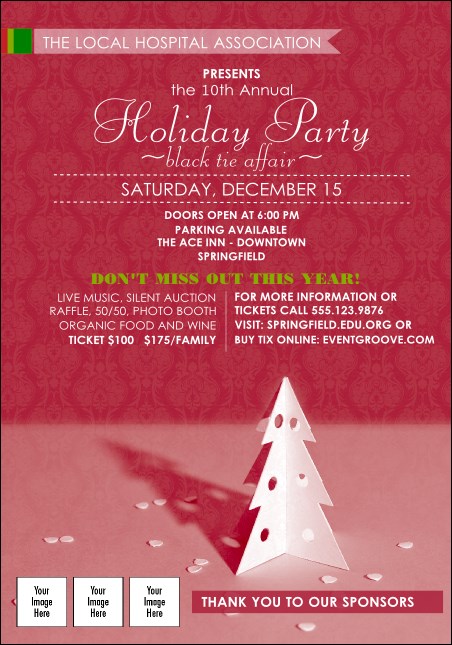Paper Christmas Tree Red Club Flyer
